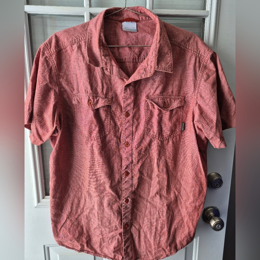 Columbia Men's Casual Red Button-Down Shirt